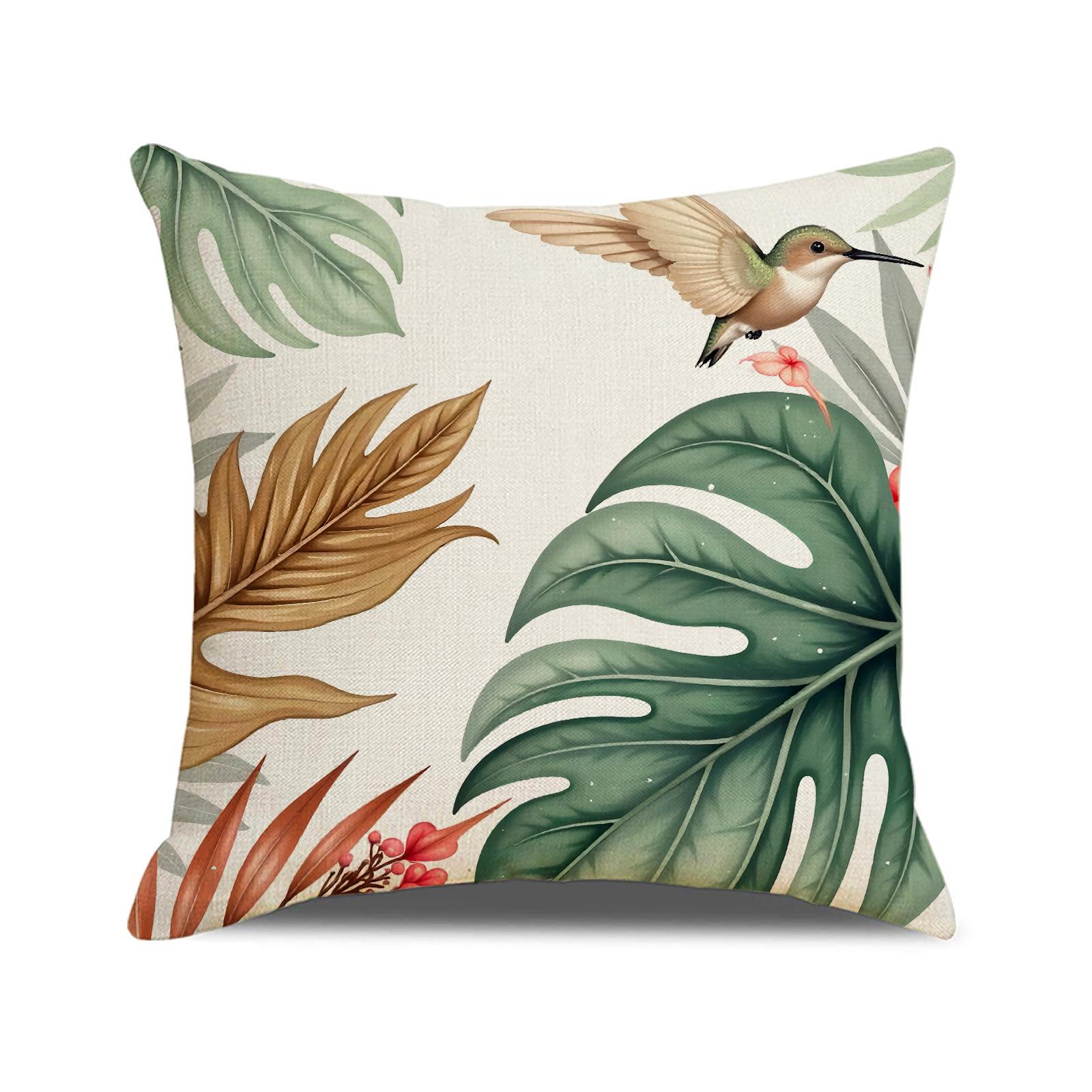 

Linen Pillow Cover Tropical Plant Print Set Cushion Cover Home Decoration Living Room Sofa Cushion 45 * 45Cm (single pillowcase)