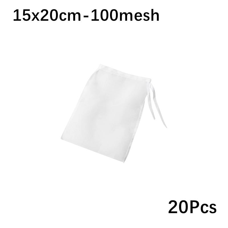 

20 шт. мешков для орехового молока, многоразовые пищевые нейлоновые фильтр-мешки для соевого молока, фильтр-мешки для пищевых продуктов с мелкой сеткой для заваривания кофе 20Pcs