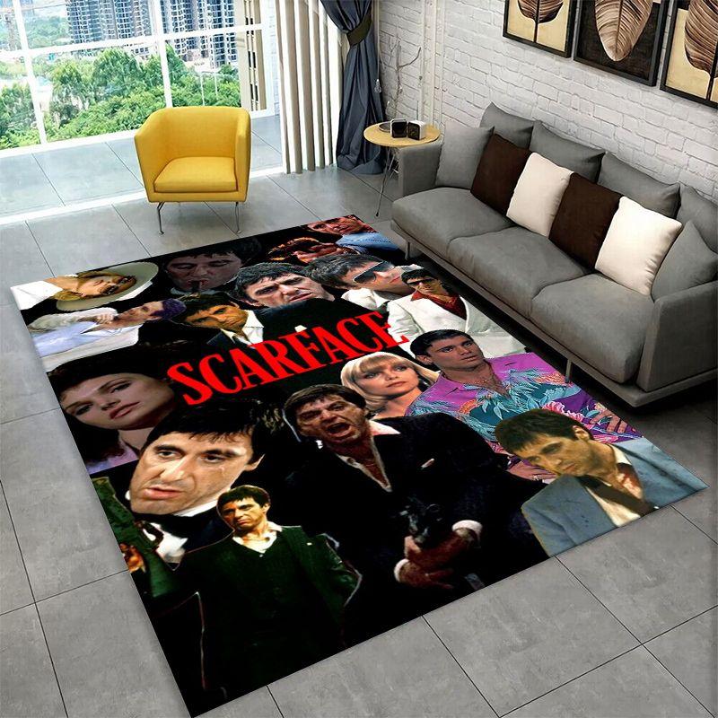 Retro Scarface Classic Movie Tony Carpet Rug for Playroom Bedroom Living Room Sofa Home Decor,kid Area Rug Non-slip Floor Mat