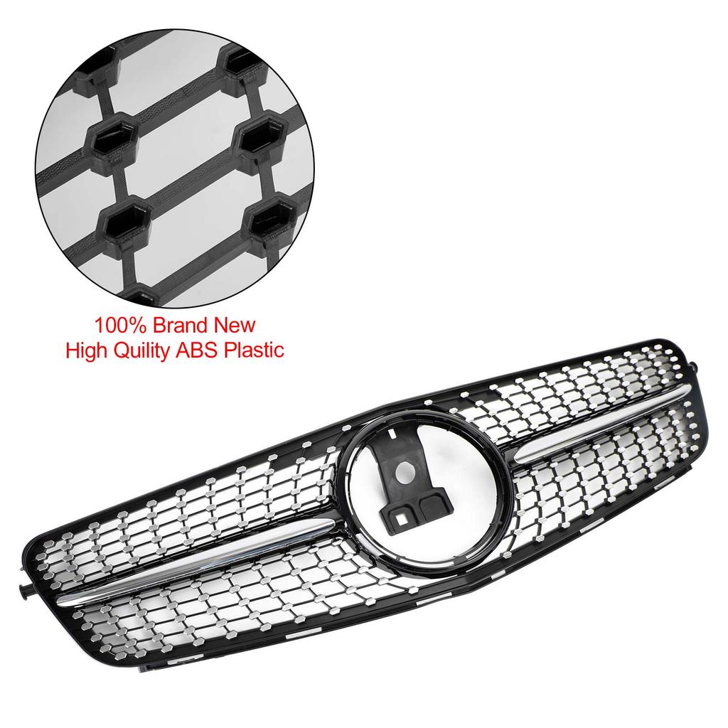 Diamond Front Bumper Grille Grill Fit C-Class Benz W204 C300 C350 2008-2014