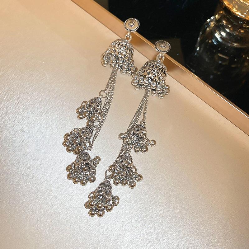 

GemChic женские новые винтажные геометрические серьги-колокольчики с бахромой, этнические модные серьги-гвоздики, подарок на день рождения, Рождество