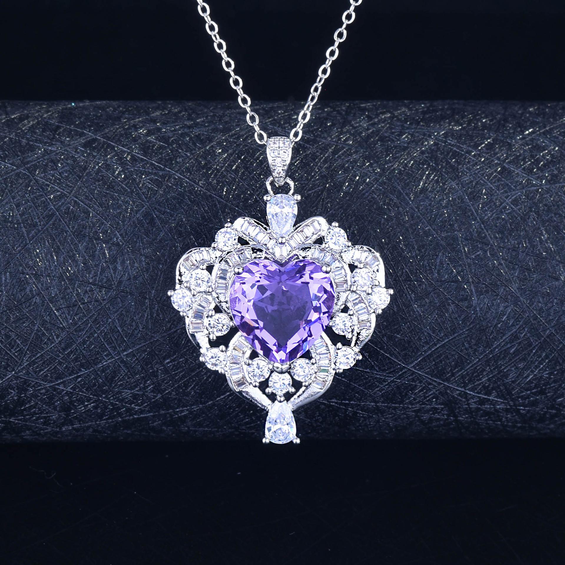 Natural Lavender Amethyst Pendant, Love Crystal, Clean Color, Good Seiko Inlay, Light Luxury Japan And Korea