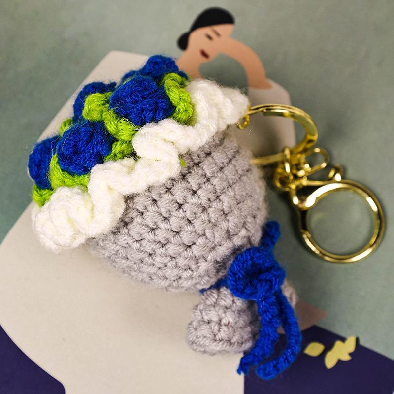 Stuffed Plants Sunflowers Roses Handmade Crochet Flowers Keychains Small Pendant Backpack Hangings Christmas Birthday Gifts