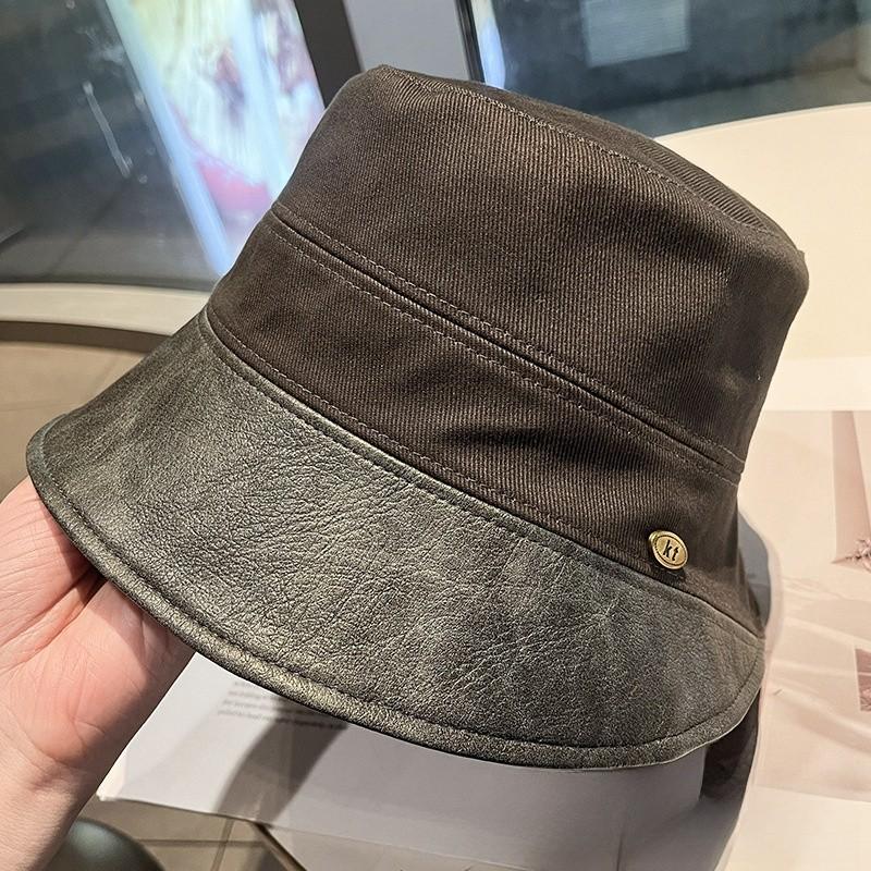 Cotton Pu Wide Brim Bucket Hat For Women Sun Protection Summer Fashion Accessory