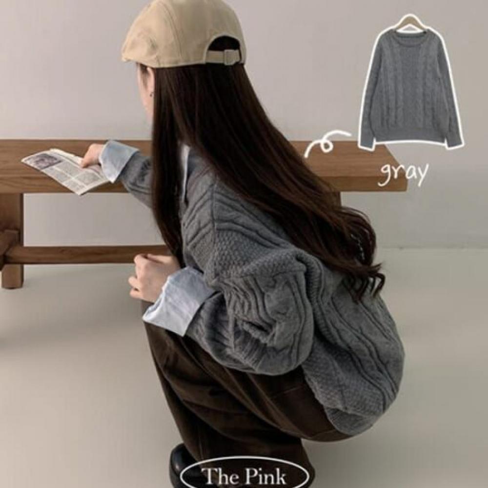 The Pink Avan Fit Cable Knit Round