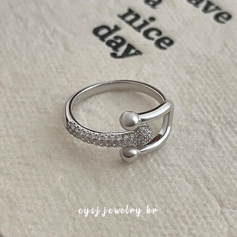 Cui Yan S925 Sterling Silver Korean U-Shape Horseshoe Ring - Women's Retro Fashion Index Finger Ring