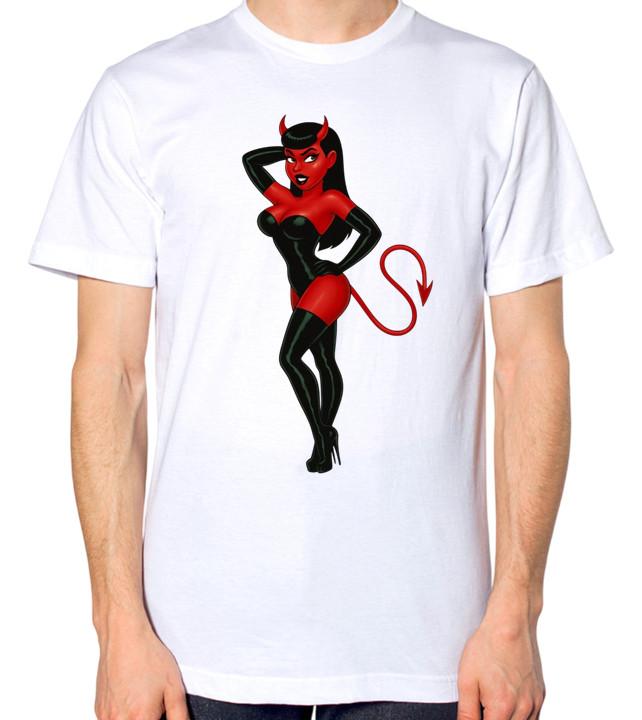 Sexy Devil Woman Seductive Pose T-Shirt XL