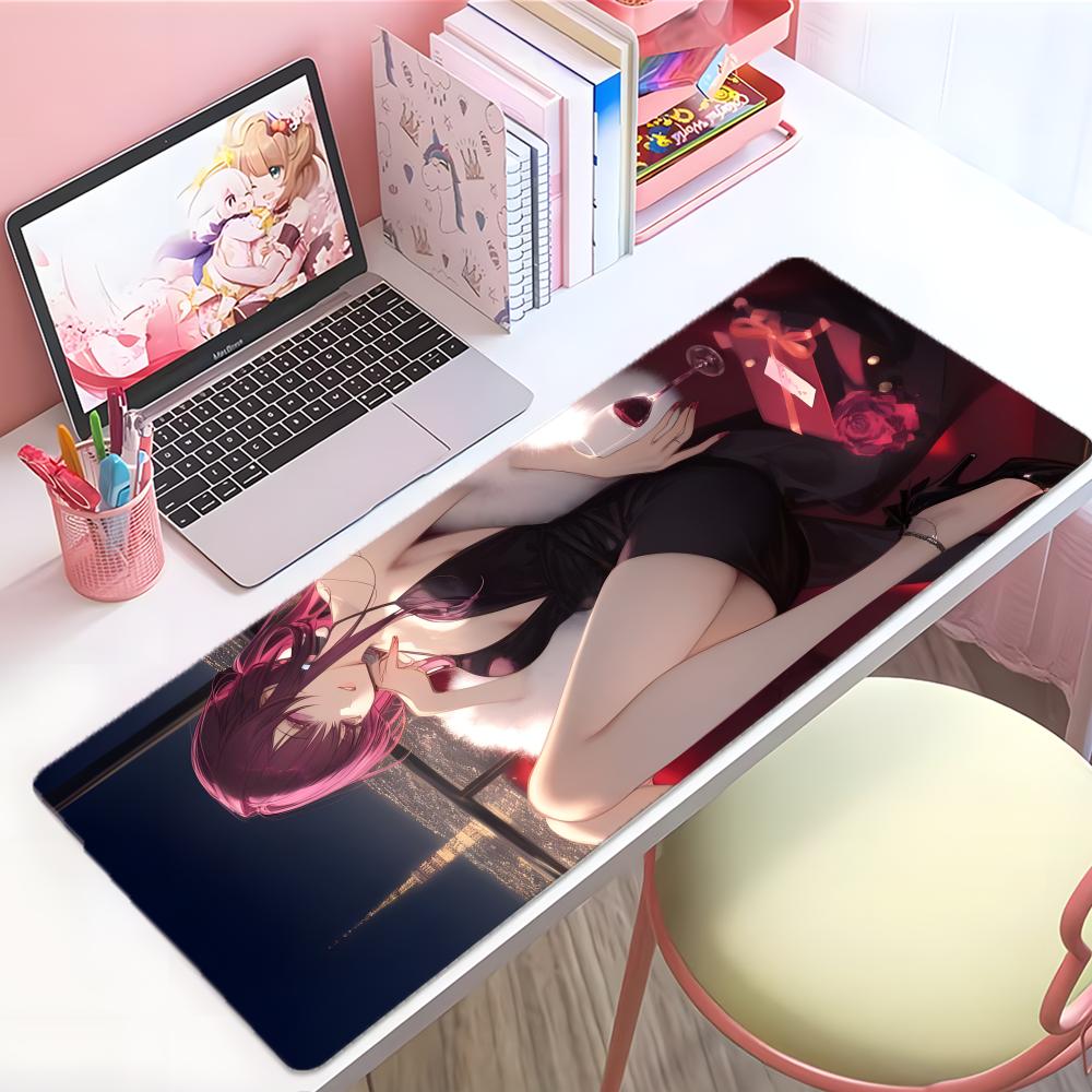 Gaming Mouse PadDesk MatAntislip BaseStitched EdgesPurple Hair Anime Girl Collage Print Keyboard Pad for Gamer Home Office
