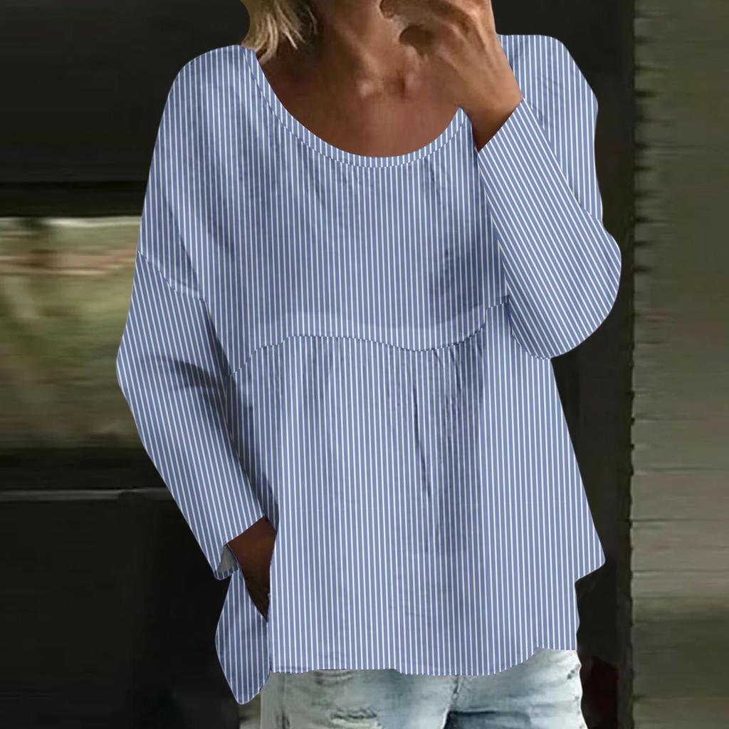 Haut décontracté pour femme à la mode, ample, col rond, imprimé floral, manches longues