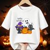 Happy Halloween Cartoon Animal Print Kids Tee Ghost Bat Cat Pumpkin T‑Shirt Pure Cotton Short Sleeve Boys Girls Festival Tops