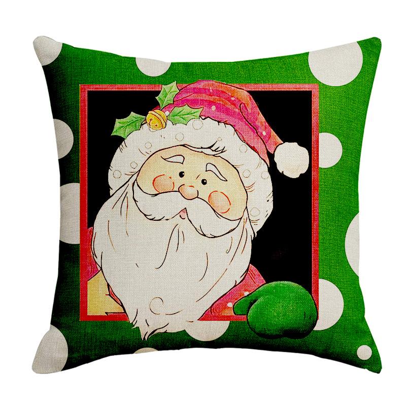 New Green Christmas Santa Claus Pillow Cover Bedroom Sofa Car Waist Rest Christmas Letters Cuddle Pillow