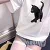Cat Printed T-shirt Streetwear Gothic Harajuku Tee Vintage Women Summer Y2K Graphic Vintage Clothes