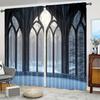 Set Of 2 French Window Landscape Pattern Curtains Winter Snow Bedroom Bathroom Living Room Dining Study Curtain For Sitting Made Polyester