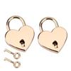 2 Sets Heart Shaped Padlock & Skeleton Key Metal Lock for Luggage Diary Book Jewelry Box