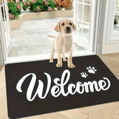 Cute Cat Dogs Pattern Entry Doormat Welcome Rug Fun Non-Slip Door Mat for Bedroom Living Room Entrance Machine Washable Mat