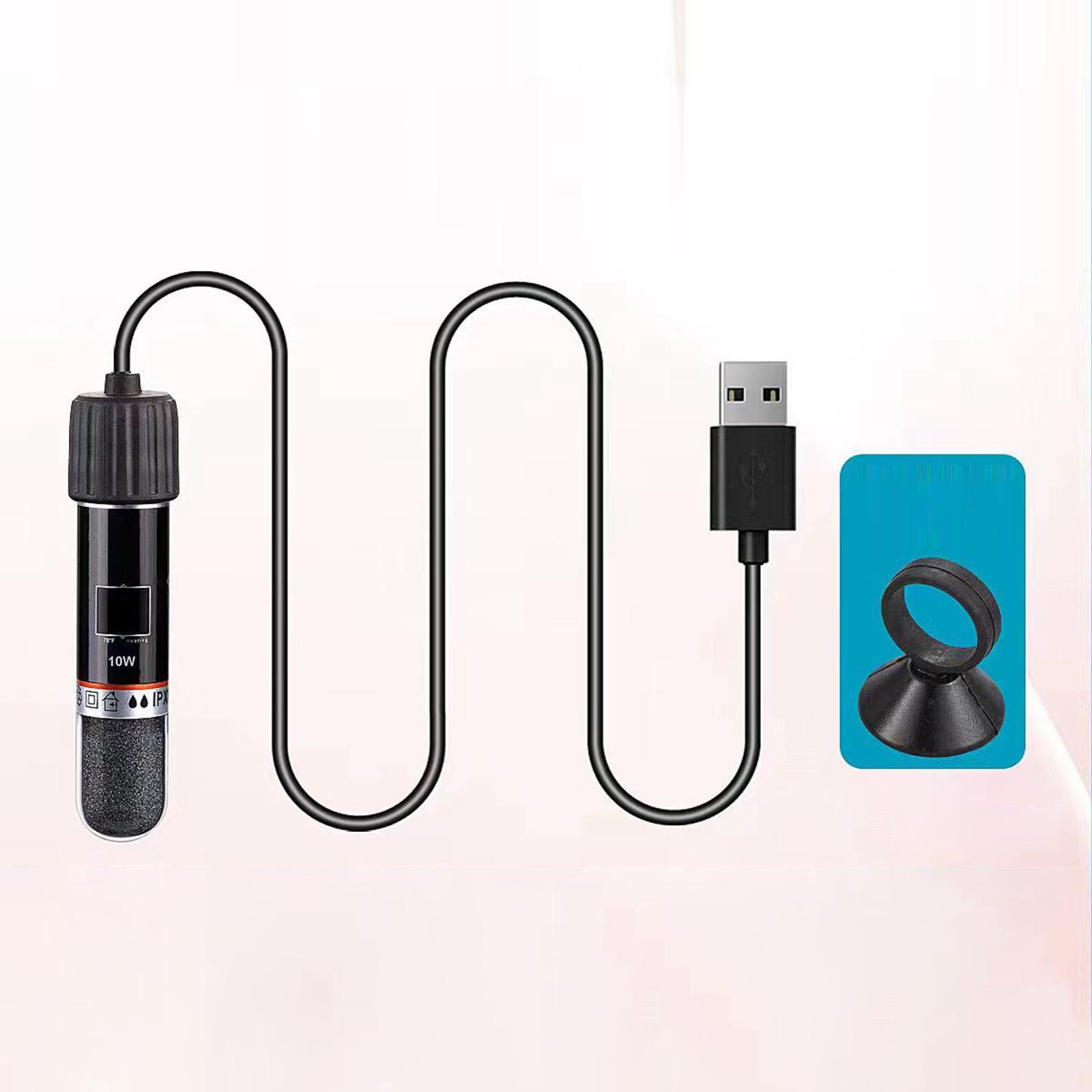 Small Fish Tank Heater Constant Temperature USB Intelligent Smart Aquarium Heater Stick Mini Heating Tool for Horned Frogs Tanks