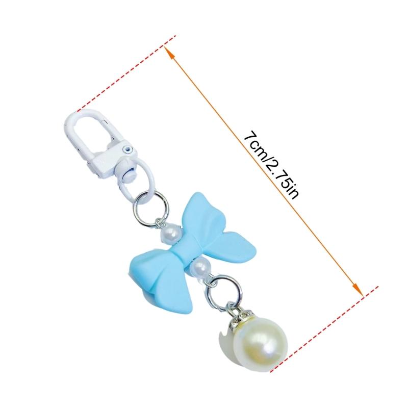 Plastic Acrylic Shimmering Bowknot Pearls Phone Charm Short Pendant Cellphone Detailing Jewelry Lanyard Strap Decoration