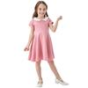 Kids' Solid Color Doll Collar Princess Dress - Cute School Style Children's Clothing
