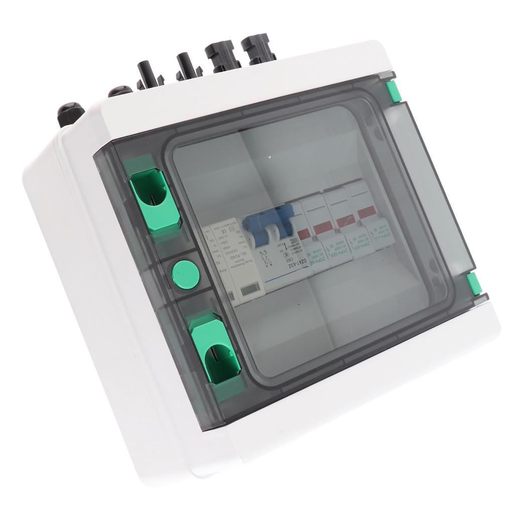 Κουτί Συνένωσης Φωτοβολταϊκών 2 Σειρών Πλαστικό 15A Ασφάλεια Προστασία από Κεραυνούς Ασφαλειοδιακόπτης 2 Εισόδων 1 Έξοδος DC1000V IP65 Αδιάβροχο