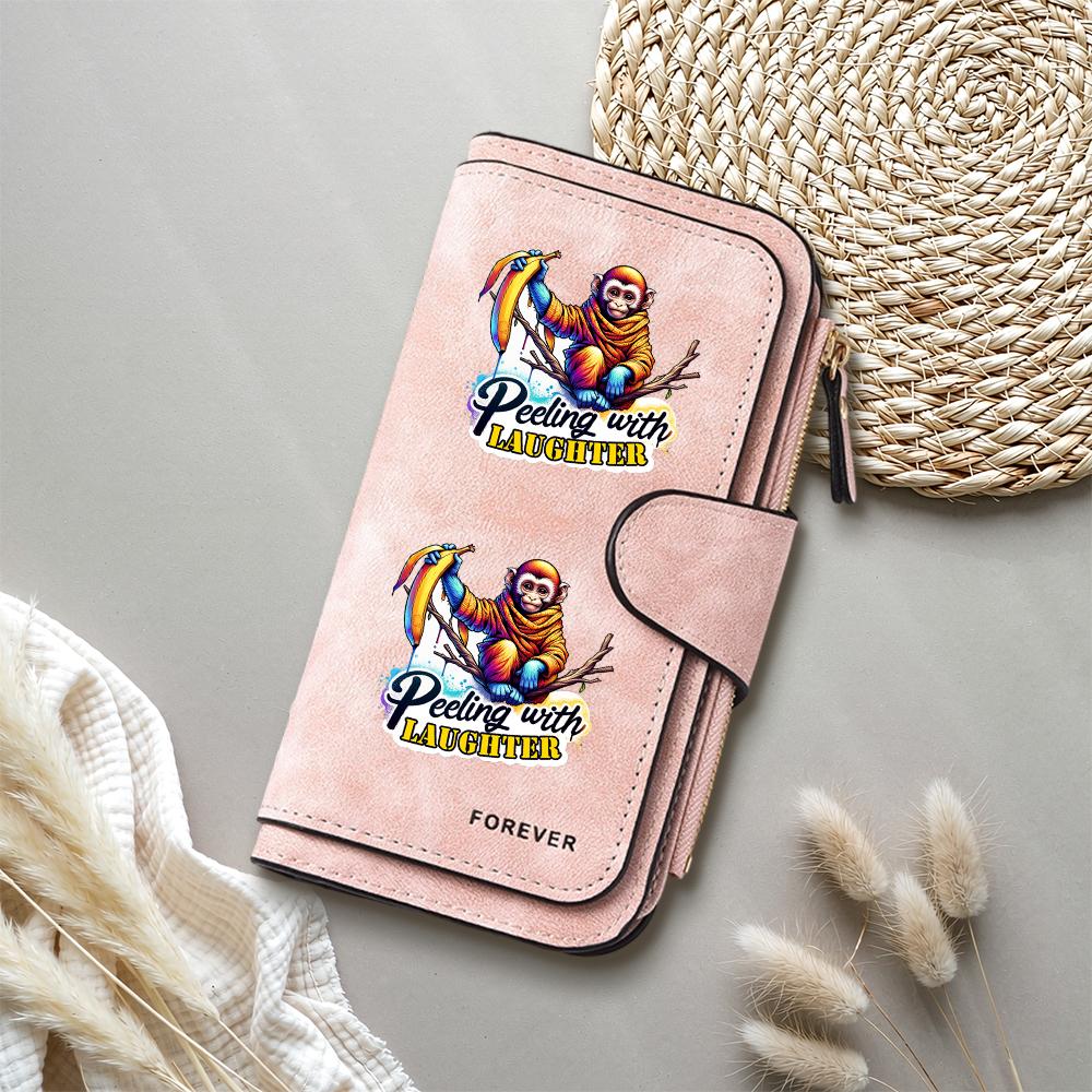 Cute Monkey Print Wallet Fashionable Portable Casual Long Purse for Daily Use
