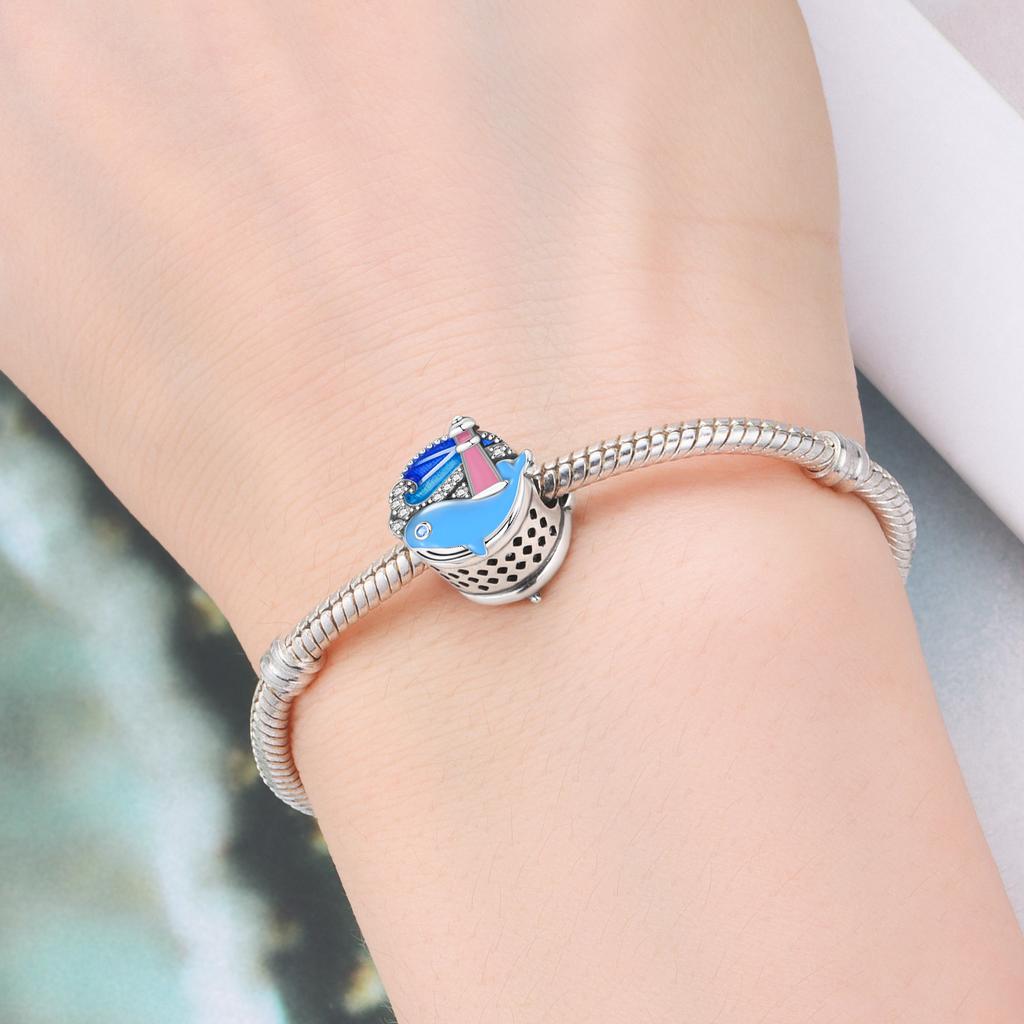 Original Copper Blue Ocean Heart Stars Starry Sky Moon Sun Bead String Beads Fit Bracelet Anniversary Gift Accessory Diy
