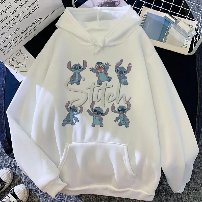 Disney Pattern Women's Sweatshirt Cartoon Cute Lilo Stitch Print Loose Clothing Comfortable Couple Hoodie Autumn and Winter