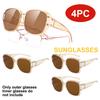 4 Pack Oversized Over Glasses Sunglasses for Women Men Square Fit Over Sun Glasses UV400 T01