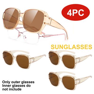 4 Pack Oversized Over Glasses Sunglasses for Women Men Square Fit Over Sun Glasses UV400 T01