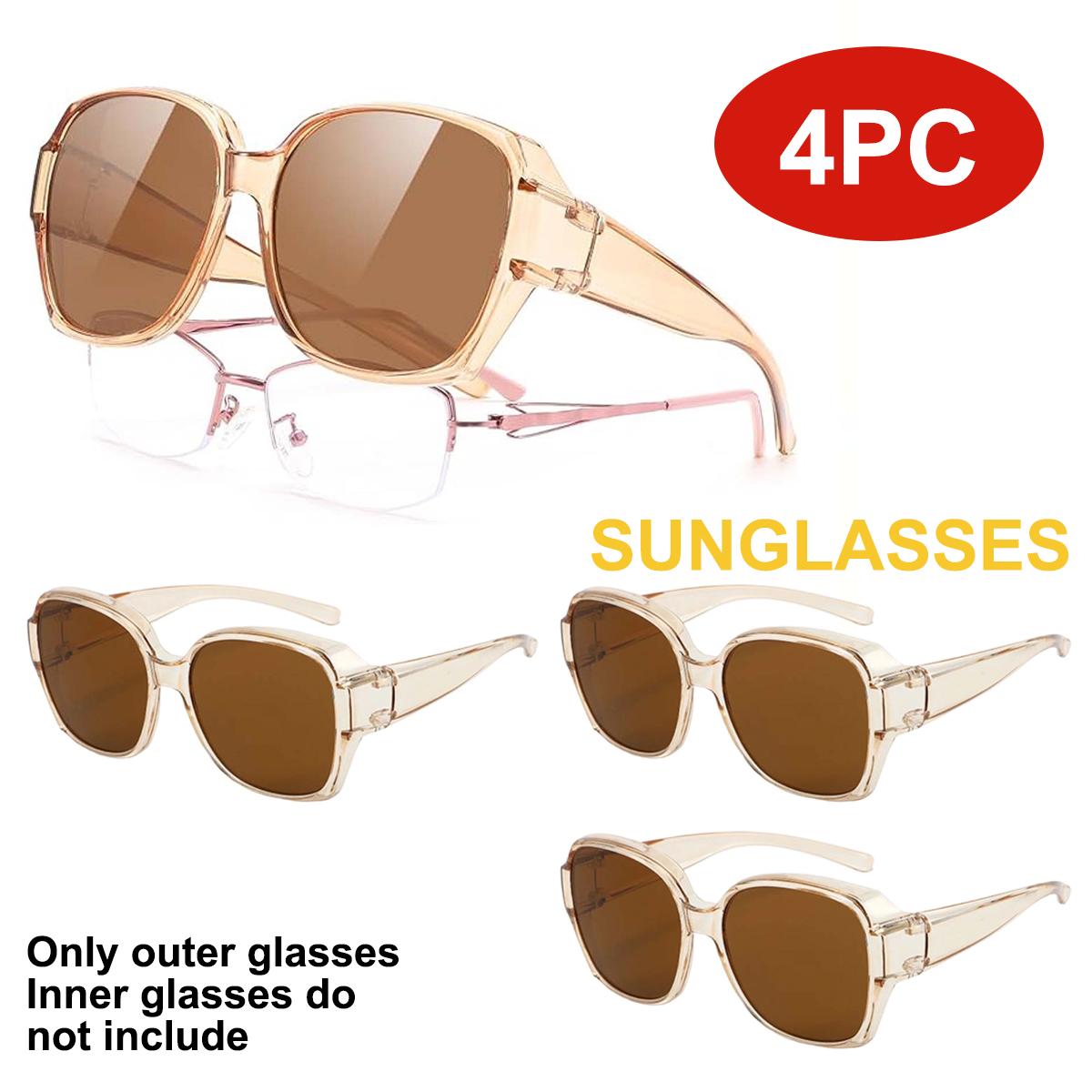

4 Pack Oversized Over Glasses Sunglasses for Women Men Square Fit Over Sun Glasses UV400 T01