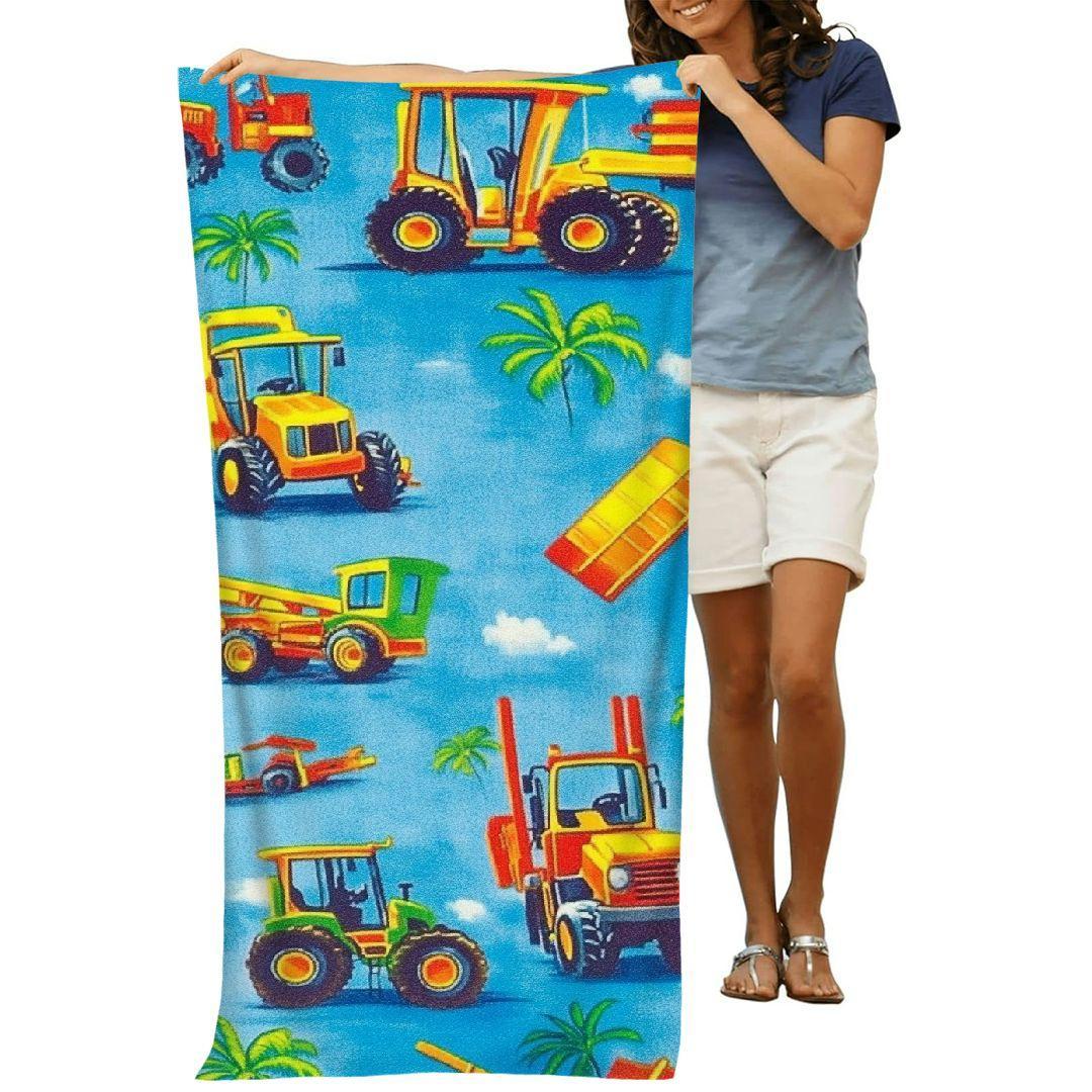 

Luxurious, Ultra-Soft Microfiber Beach Towel - Quick Dry, Super Absorbent, Blue Excavator Design - Perfect for Travel, Swimming, W40*H60(CM)