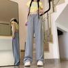 New Gray Casual Sports Pants for Women In Autumn and Summer Draped Straight Long Pants Small-sized Design Trousers
