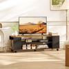 Suspended Or Floor Standing TV Cabinet With Wheels 4 Shelves For 55 Inch Television 120x40x38.5 Cm Walnut And Black