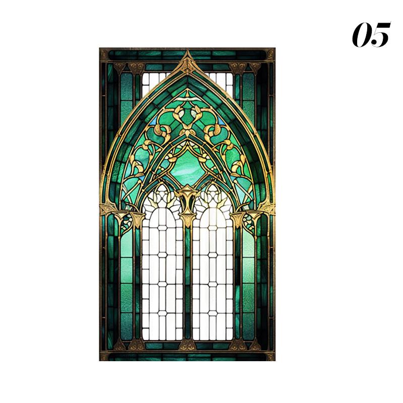 Retro Art Skleněná Fólie Evropský Styl Vitrážové Kostelní Umění Soukromí Okenní Samolepky Neprůhledné Hotelový Klub Veranda Okenní Dekorace Fólie