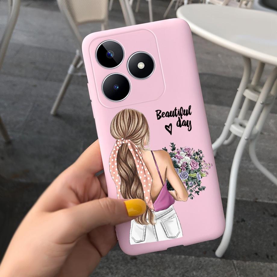 For Realme C53 C51 Cases Shockproof Soft Luxury Silicone TPU Bumper Case For RealmeC51 C 51 C 53 Flower Painting Girly Capa Etui
