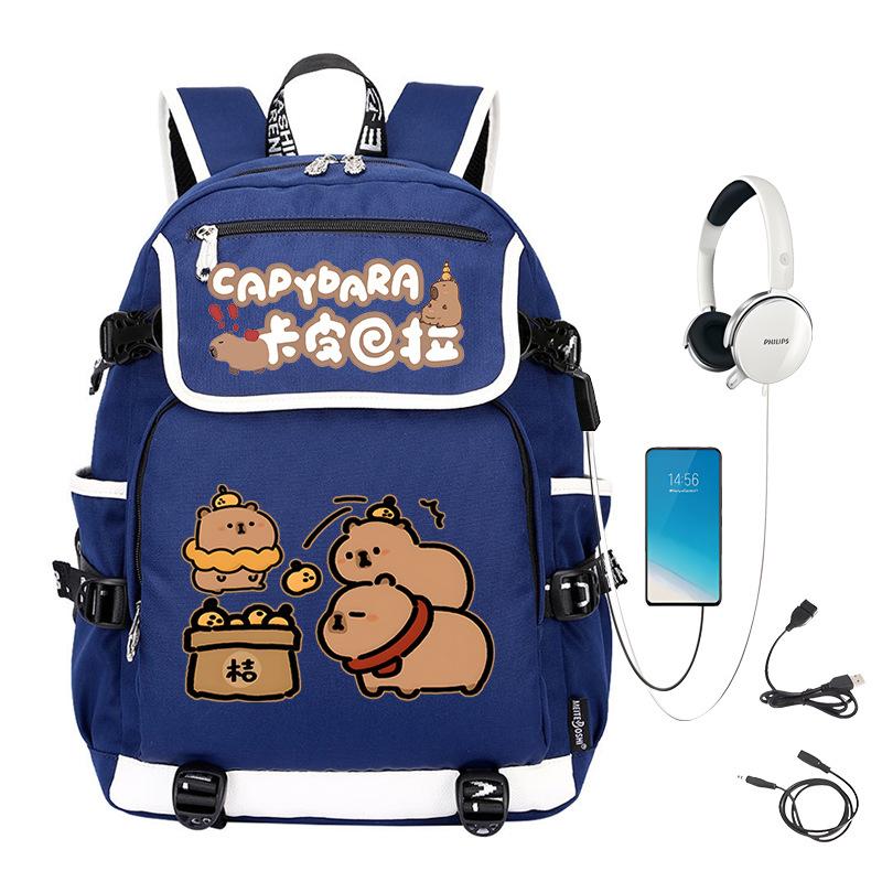 Kapibara Schoolbag Large Capacity Cute Junior High School Students Durable Lightweight Backpack Men and Women