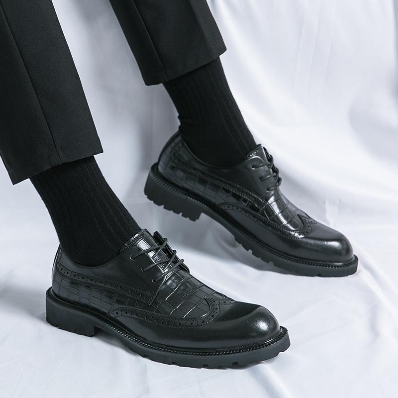 Classic Brand Men's Brogue Shoes Lace Up Massage Soles Men's Oxford Shoes Versatile Leather Business Shoes Free Delivery