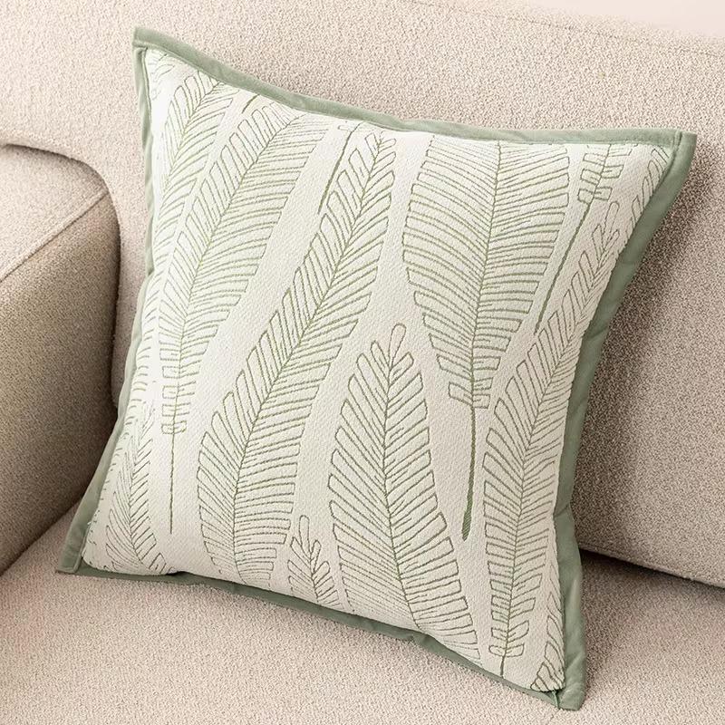 Luxuriöse Grau-Weiß Jacquard Kissenhülle Geometrische Blatt Muster Überwurf Kissenbezug Dekorativ für Sofa Couch Wohnzimmer Heimdekoration
