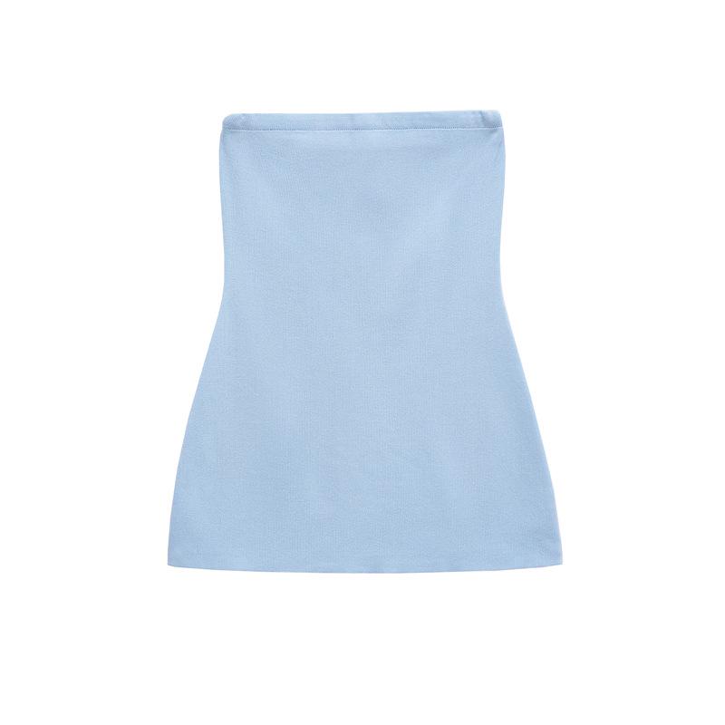 2025 Spring European & American Strapless Top with Hollow Knit Pants Set L