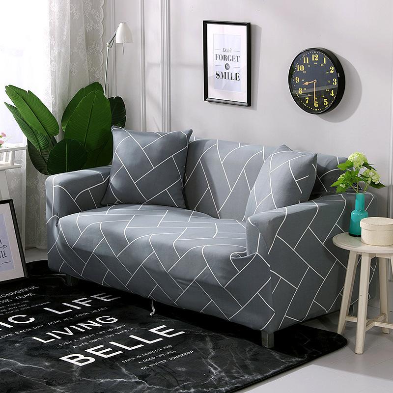 1pc Stretch Printed Sofa Couch Cover with Elastic-band, Furniture Protector Sofa Slipcover for Bedroom Office Living Room