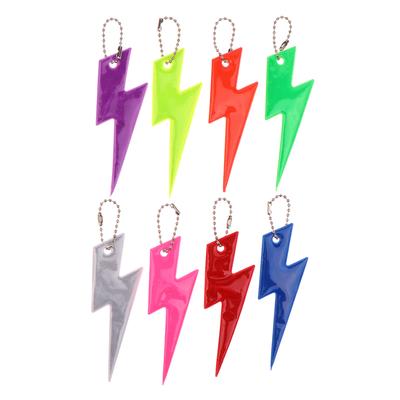 10Pcs Reflective Lightning Keychain High Brightness Reflective Night Keyring Portable Night Safety Key Chain Student Bag Pendant