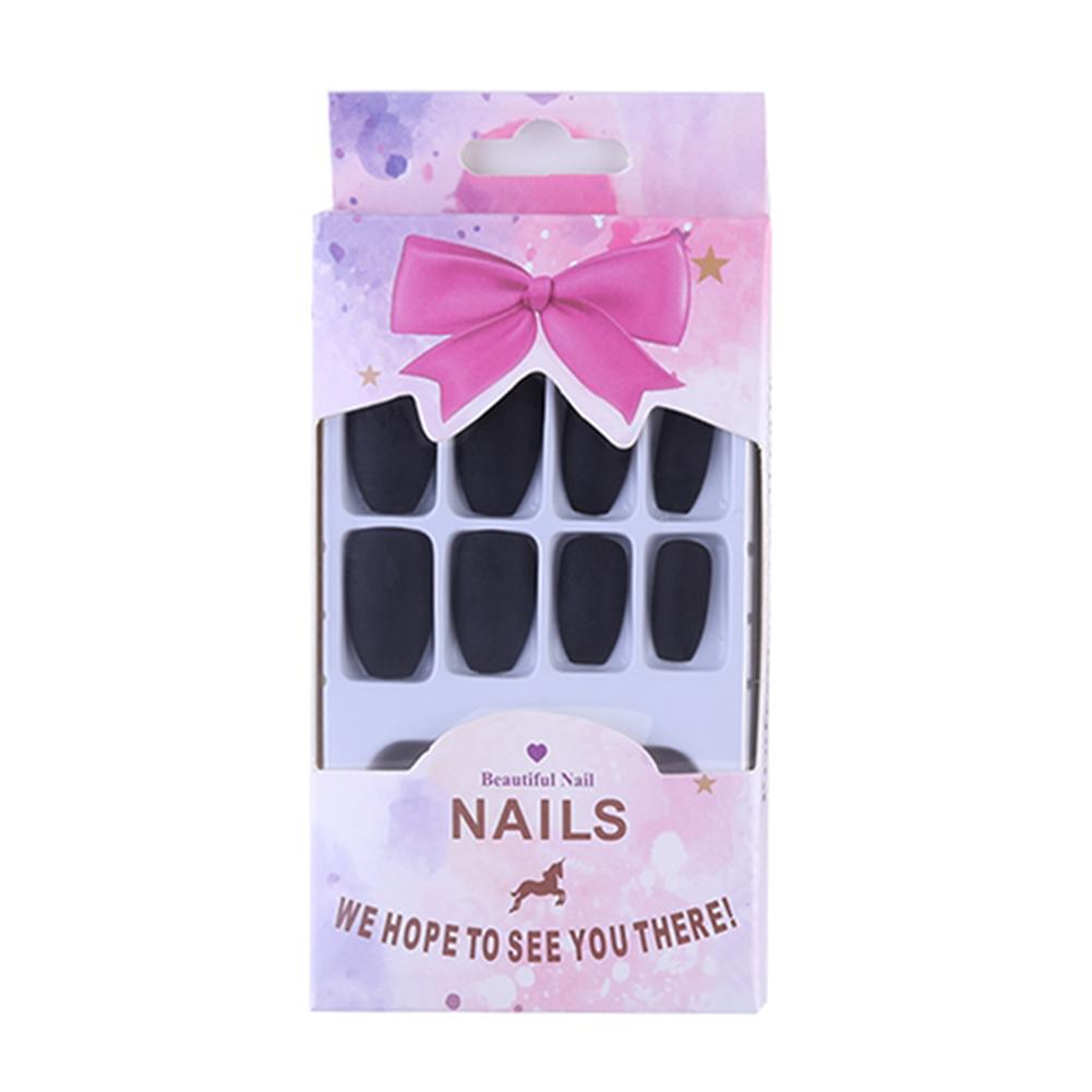 Buy 24pcs Nail Patch Solid Color DIY Scrub Ballet SelfAdhesive Fake