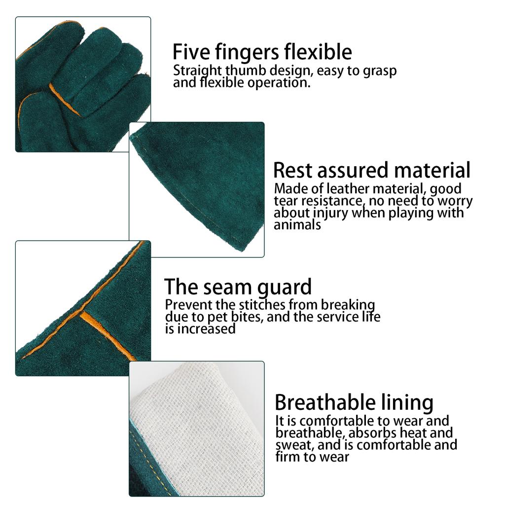 Rukavice proti pokousání pro manipulaci se zvířaty Výcvikové rukavice pro psy odolné proti poškrábání pro hady plazů(S )