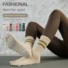 Foreign Trade Stripe Yoga Socks Five Finger Long Tube Professional Non-Slip Pilates Fitness Training Toe Dance Autumn and Winter