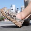 Leather sandals men's summer soft bottom with holes mesh bag head beach sports casual shoes large size breathable hole shoes tide