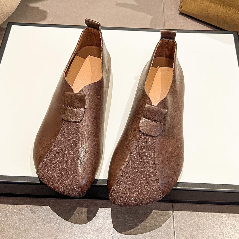 Fashion New Women's Flat Shoes 2024 Spring and Summer Solid Color Leather Stitching Ballet Casual Daily Versatile Soft Women's Loafers