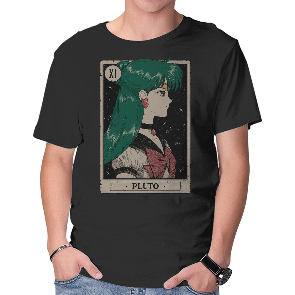 Unisex Crew Neck T-Shirt Pluto Tarot Card Graphic Short Sleeve Casual Tee XS