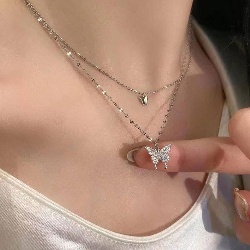 Look With Stunning Imitation Platinum Necklace Any Occasion Simple And Exquisite Style Alloy Female Exquisite Necklace, Silver