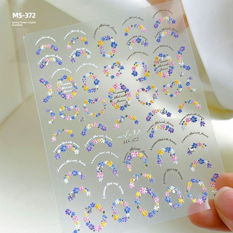 

Pure Desire Small Floral Nail Stickers Small Fresh Wreath Smile Line Garland English Thin Tough Nail Sticker Decoration Stickers Spring Flower Sticker-MS372