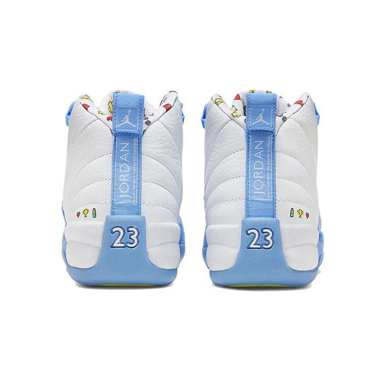 Air Jordan 12 Retro GS Emoji Barnesko Hvite University-Blå Lemon-Venom DQ4365-114