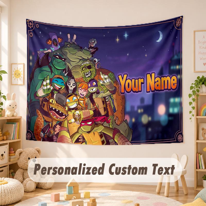Custom Name Text Tapestry,Teenage Mutant Ninja Turtles Boho Wall Hanging, Decorative Backdrop Tapestry For Room